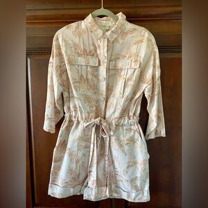 Ted Baker light rose patterned jumpsuit with belt.